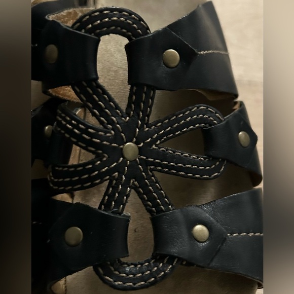 Dansko Serena Shoes Women’s Black Flower Wedge Slides Sandals/Clogs Size 9-9.5 - Picture 4 of 9